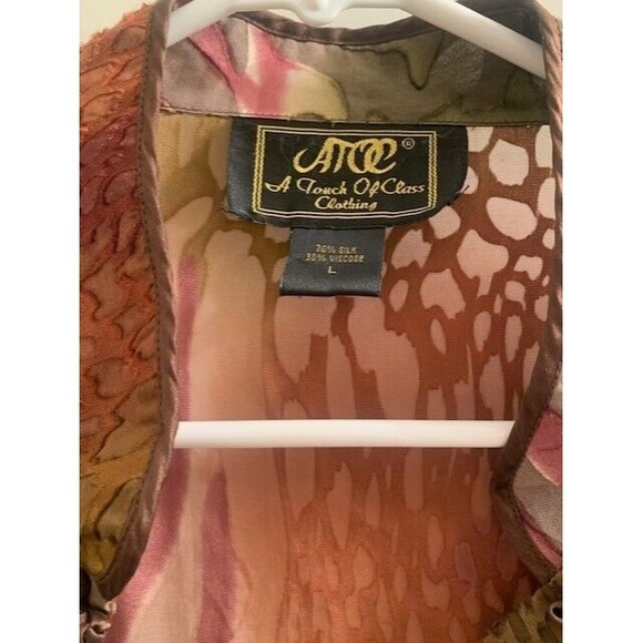 ATOC Silk Large Blouse Women's Large Forrest Fairy Cottage Core Luxury - Picture 2 of 2